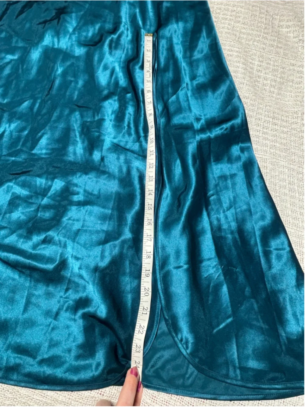 VTG Victoria's Secret Gold Label Teal Satin Lace Maxi Slip Dress Nightgown M EUC - Picture 6 of 14